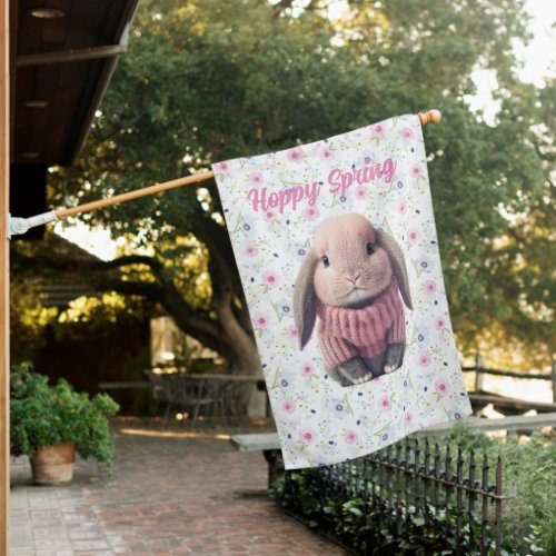 Spring Bunny Weatherproof Personalized House Flag