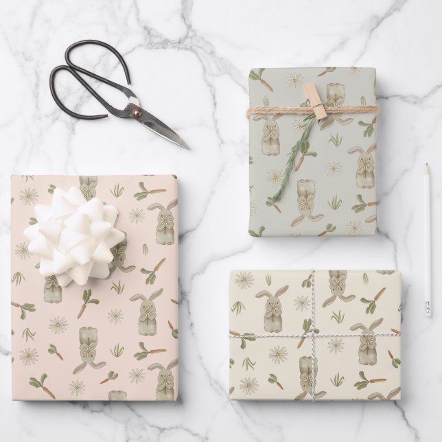 Spring Bunny  Wrapping Paper Sheets (Front)