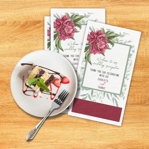 Spring Burgundy Peony Wedding Paper Guest Towel