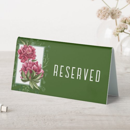 Spring Burgundy Peony Wedding Reserved Tent Sign