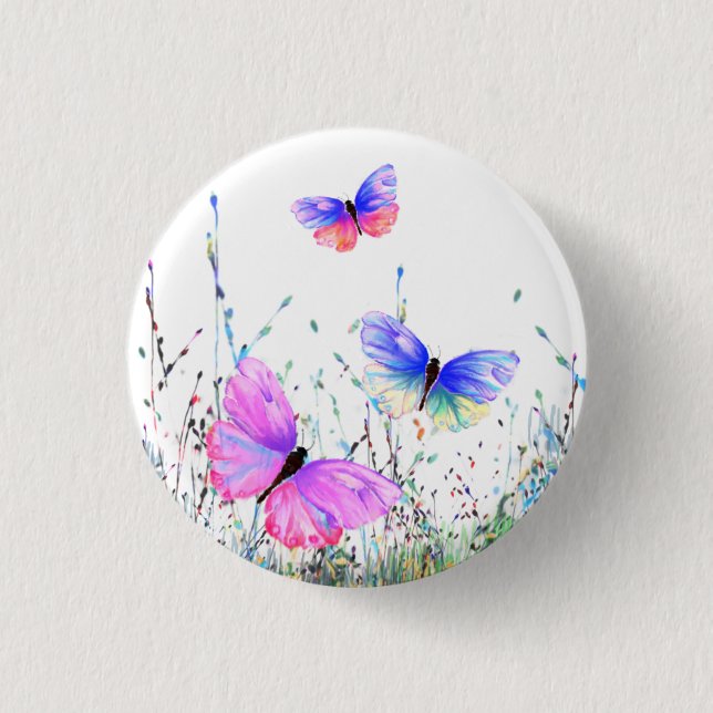 Spring Butterflies Button (Front)