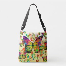 SPRING BUTTERFLIES COLORFUL NATURE CROSSBODY BAG