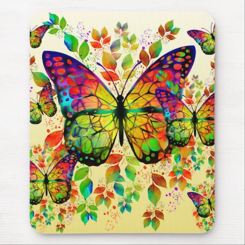 SPRING BUTTERFLIES COLORFUL NATURE MOUSE PAD