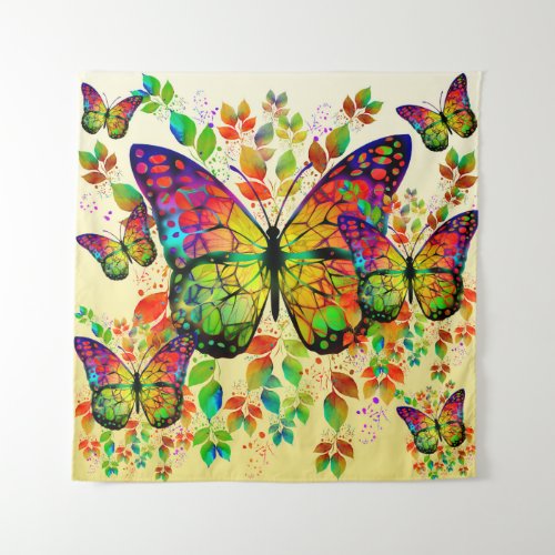 SPRING BUTTERFLIES COLORFUL NATURE TAPESTRY