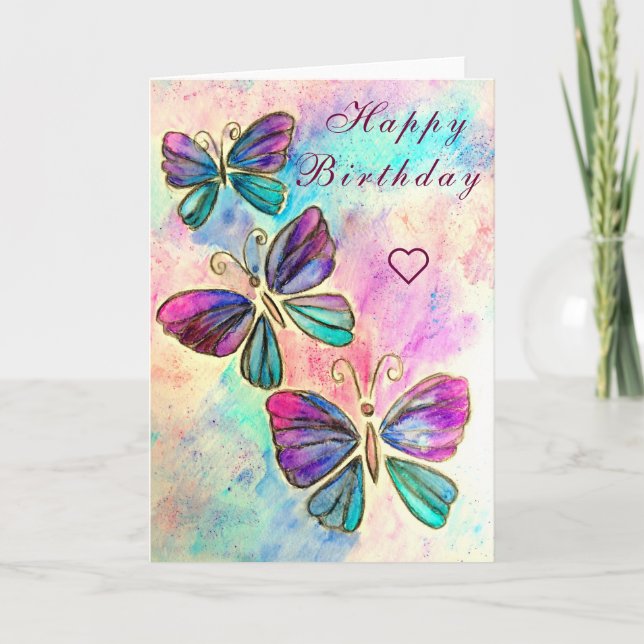 Spring Butterflies Flying Birthday Card (Front)