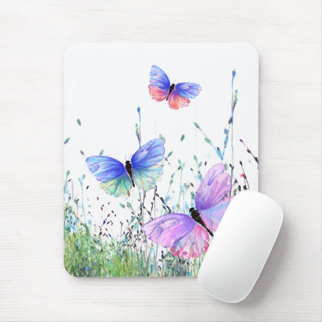 Spring Butterflies Flying in Nature Mouse Pad (With Mouse)