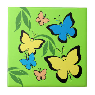 Spring Butterflies Pattern Ceramic Tile