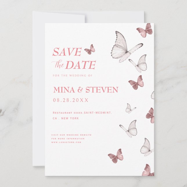 Spring butterflies  photo wedding  save the date (Front)