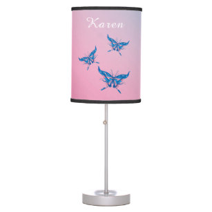Spring Butterflies Pink Blue Table Lamp