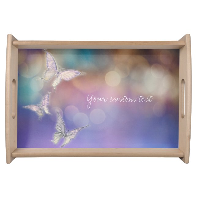 Spring Butterflies Purple Elegant Chic Custom Serving Tray (Front)