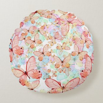 Spring Butterflies Round Pillow by FantasyPillows at Zazzle
