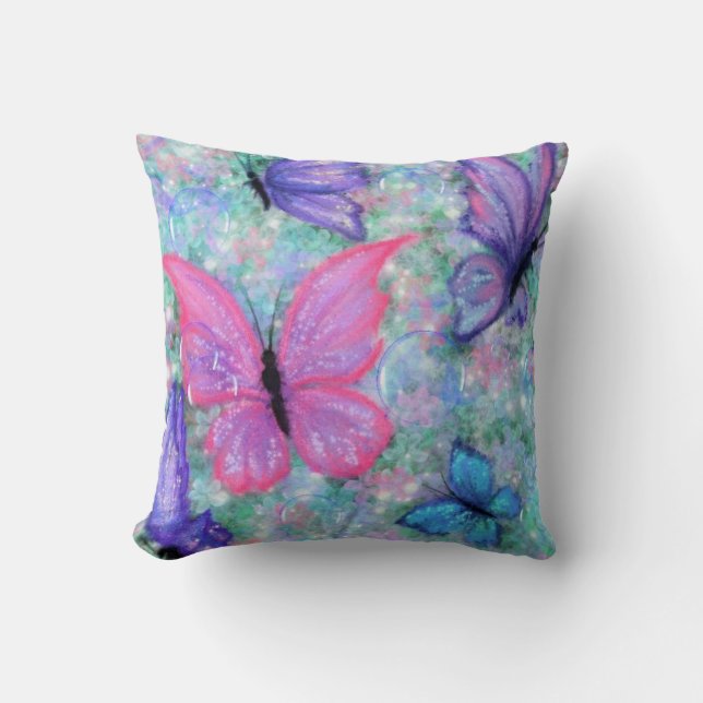 Spring Butterflies Throw Pillow (Front)
