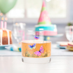 Spring Butterflies Whiskey Glass