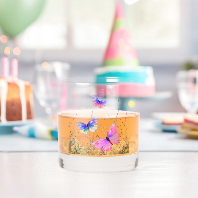 Spring Butterflies Whiskey Glass (Insitu (Birthday))