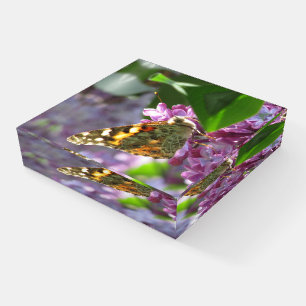 Spring Butterfly and Lilac Flowers or your image Paperweight