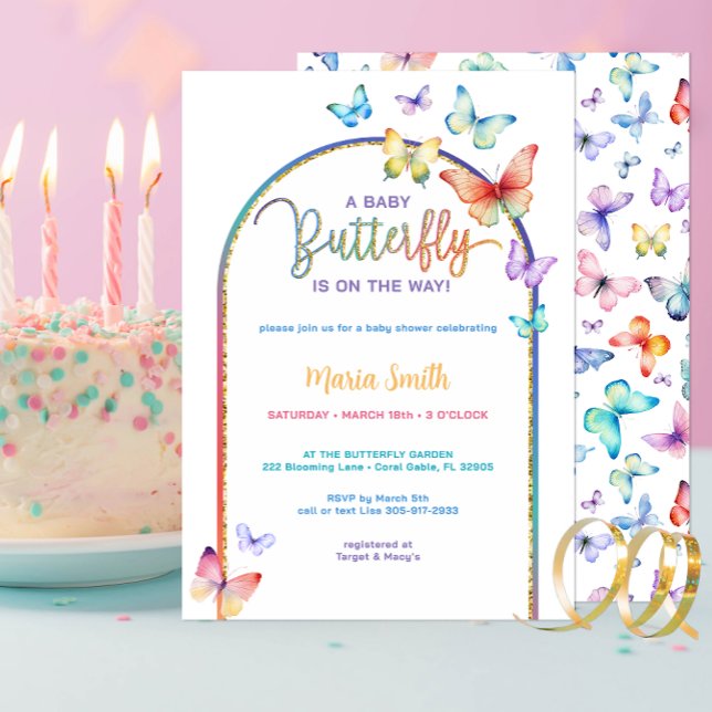 Spring Butterfly Baby Shower Invite – Colorful (Rainbow Butterfly Baby Shower Invitation)