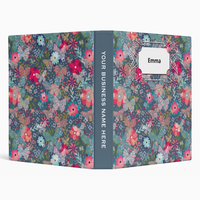 Spring Butterfly Bloom Flowers Garden 3 Ring Binder (Background)