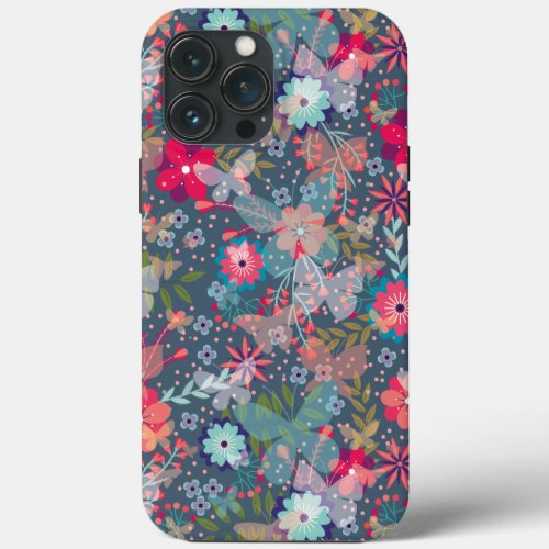 Spring Butterfly Bloom Flowers Garden iPhone 13 Pro Max Case