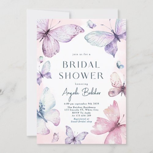 Spring Butterfly Bridal Shower Invitation
