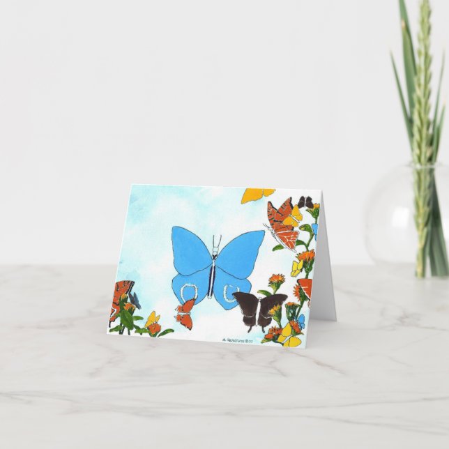 Spring Butterfly Collage Color Folded Card (Front)