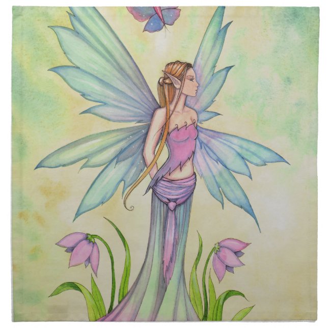 Spring Butterfly Fairy Fantasy Art Cloth Napkin (Front)