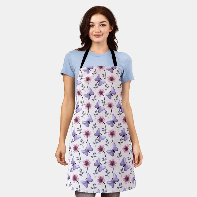 Spring Butterfly Floral Gift   Apron (Worn)