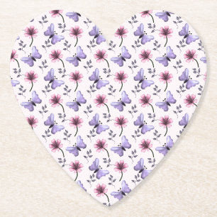 Spring Butterfly Floral Gift Paper Coaster