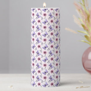 Spring Butterfly Floral Gift Pillar Candle