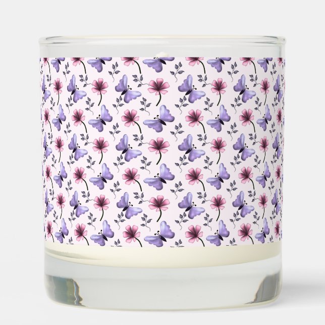 Spring Butterfly Floral Gift   Scented Candle (Front)