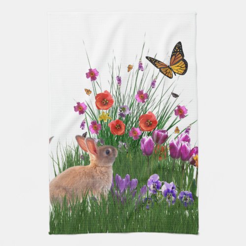 Spring Butterfly Flower Garden Kitchen Towel