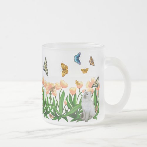 Spring Butterfly Garden Cats Mug