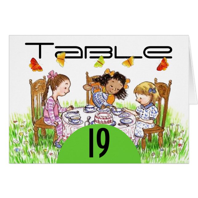 Spring Butterfly Girls Tea Table Number Cards (Front Horizontal)