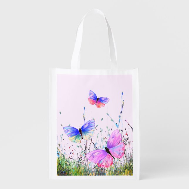 Spring Butterfly Grocery Bag (Front)