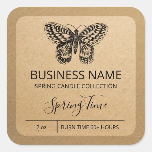 Spring Butterfly Kraft Paper Soy Candle Labels