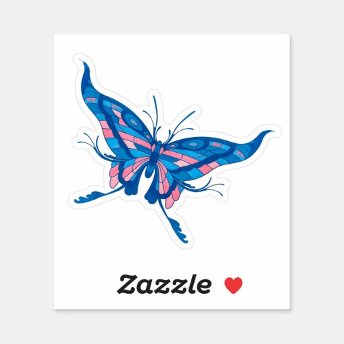 Spring Butterfly Pink Blue Flying Sticker