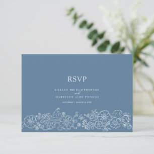 Spring butterfly wedding meal option mid blue gray RSVP card