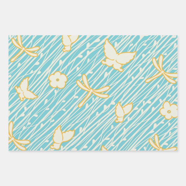 Spring Butterfly Wrapping Paper Sheets (Front)
