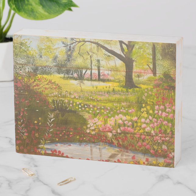 Spring by the Pond, by Gary Poling Wooden Box Sign (In Situ Horizontal)