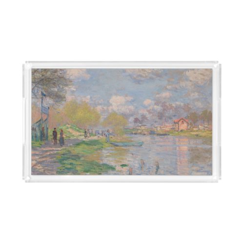 Spring by the Seine by Monet Impressionist Acrylic Tray