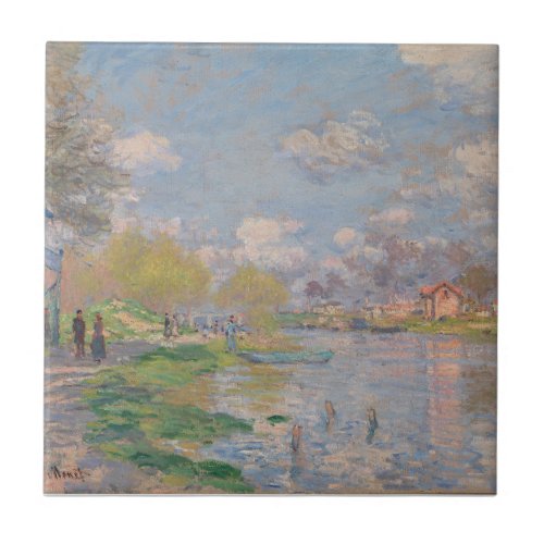 Spring by the Seine by Monet Impressionist Ceramic Tile