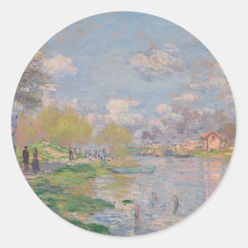 Spring by the Seine by Monet Impressionist Classic Round Sticker