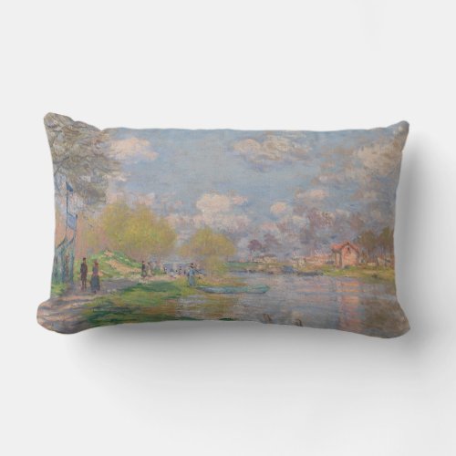 Spring by the Seine by Monet Impressionist Lumbar Pillow