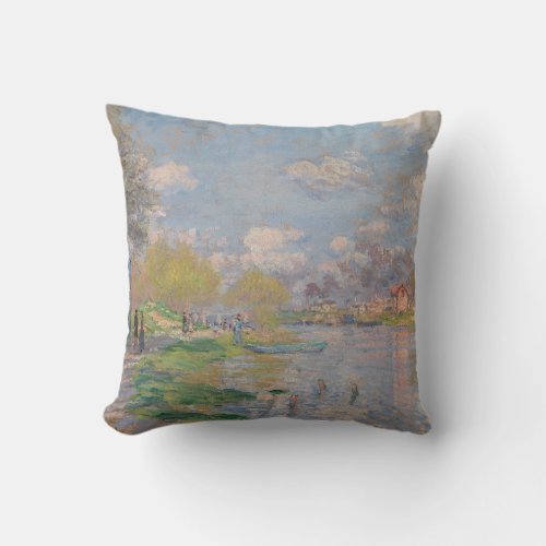 Spring by the Seine by Monet Impressionist Throw Pillow