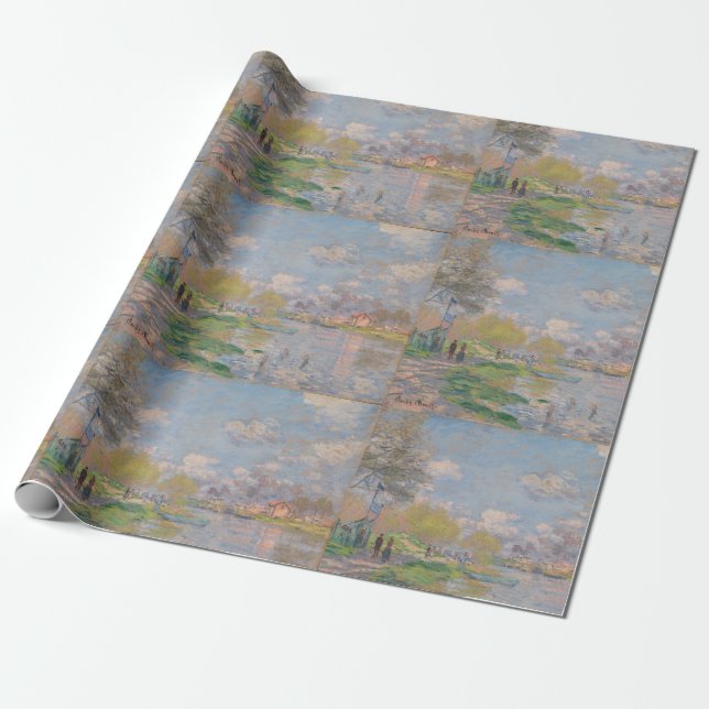 Spring by the Seine by Monet Impressionist Wrapping Paper (Unrolled)