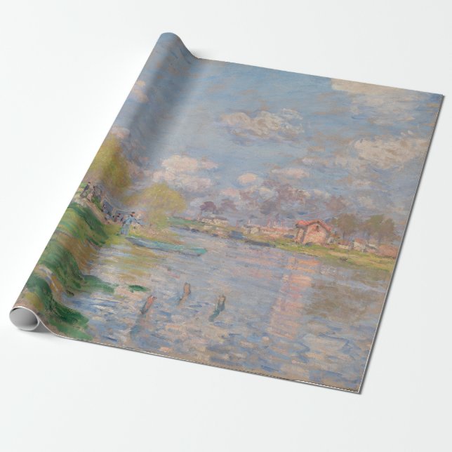 Spring by the Seine by Monet Impressionist Wrapping Paper (Unrolled)