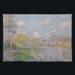 Spring by the Seine Claude Monet Cloth Placemat<br><div class="desc">Spring by the Seine by Claude Monet, oil on canvas 1875, is a landscape painting of pedestrians strolling on the banks of the River Seine in Paris, the warm green leaves of budding trees and puffy white clouds in the pale blue sky of a warm, sunny day reflected in the...</div>