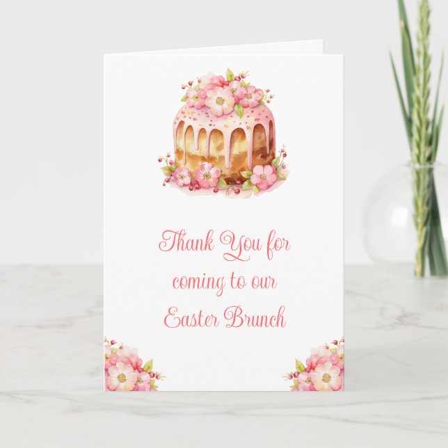 Spring Cake Easter Brunch Letterpress Thank You Card (Front)