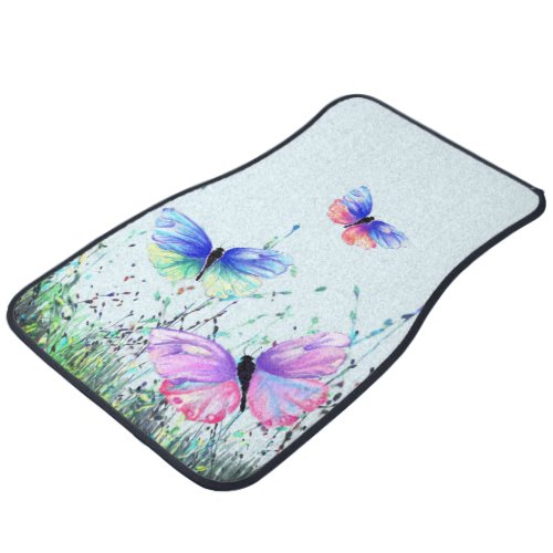Spring Car Floor Mat Colorful Butterflies Flying
