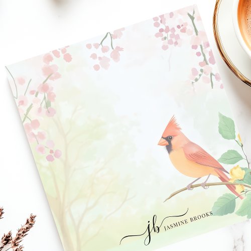 Custom Branding Supplies 7 Spring Cardinal Watercolor Personalized Notepad