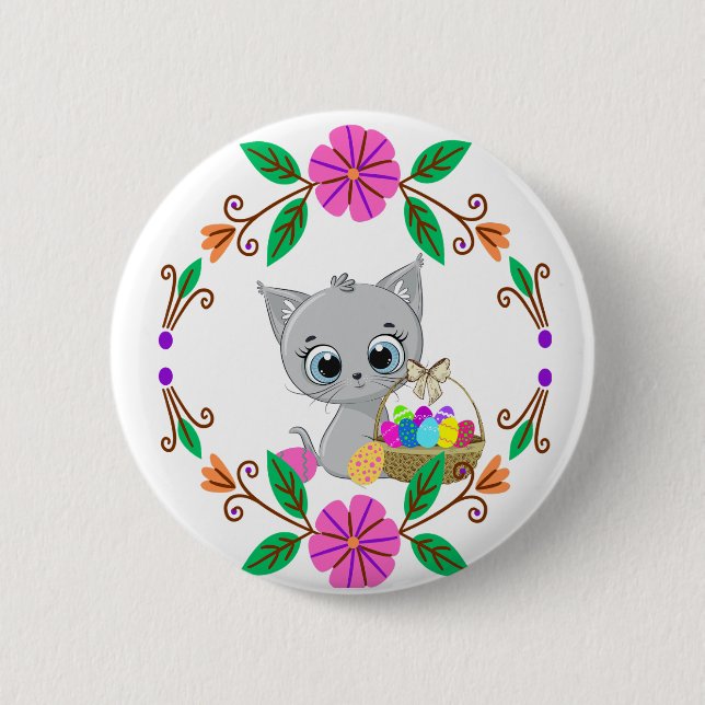 Spring Cat Button (Front)